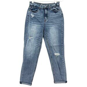 NOBO No boundaries Junior Distressed Rolled Hem Blue Stretch Jeans Size 3